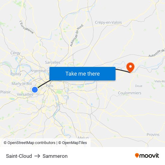 Saint-Cloud to Sammeron map