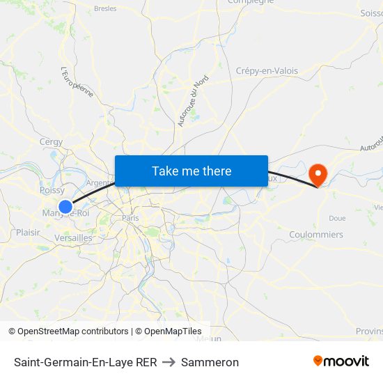 Saint-Germain-En-Laye RER to Sammeron map
