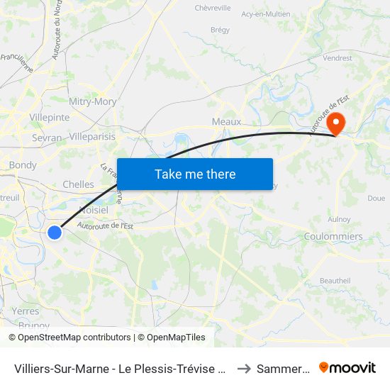 Villiers-Sur-Marne - Le Plessis-Trévise RER to Sammeron map