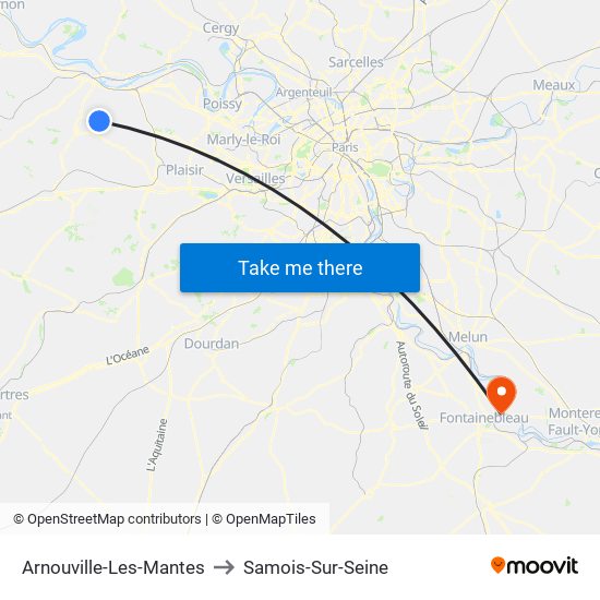 Arnouville-Les-Mantes to Samois-Sur-Seine map