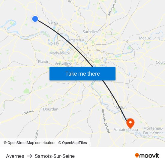 Avernes to Samois-Sur-Seine map