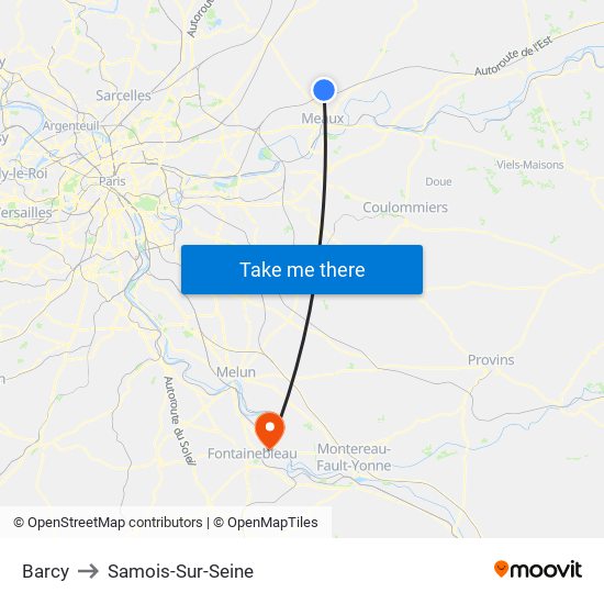 Barcy to Samois-Sur-Seine map