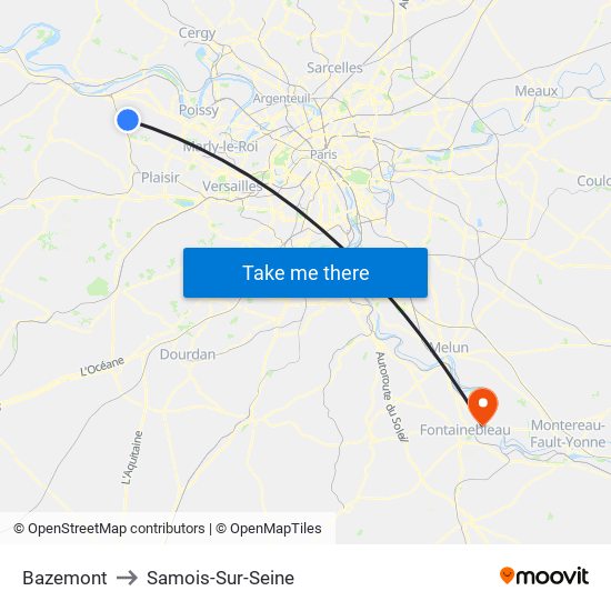 Bazemont to Samois-Sur-Seine map