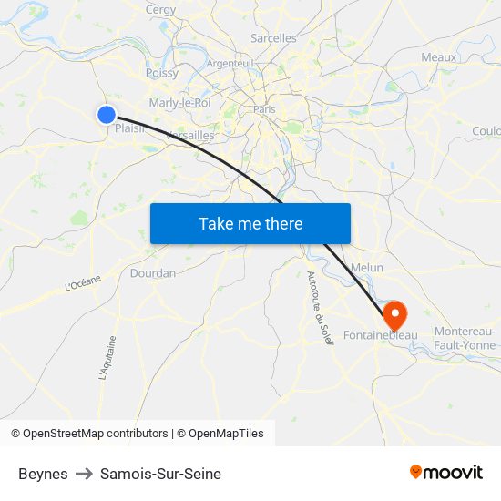 Beynes to Samois-Sur-Seine map