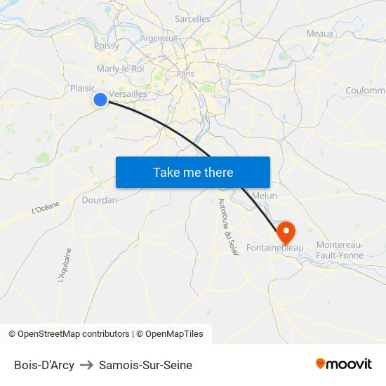 Bois-D'Arcy to Samois-Sur-Seine map