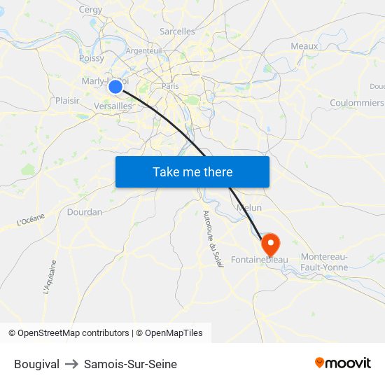 Bougival to Samois-Sur-Seine map