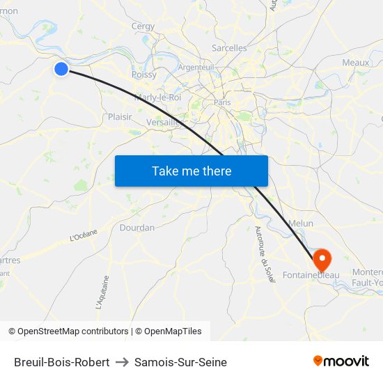 Breuil-Bois-Robert to Samois-Sur-Seine map
