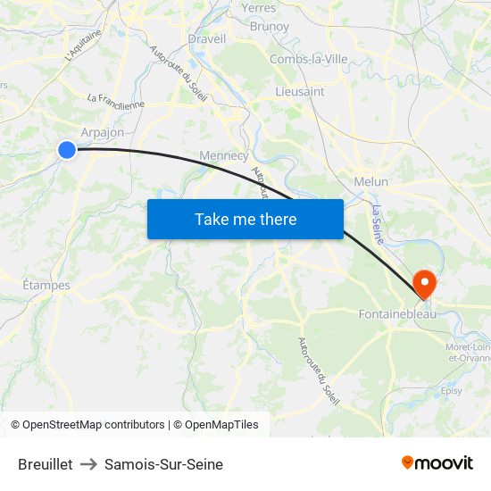 Breuillet to Samois-Sur-Seine map