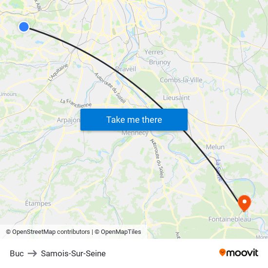 Buc to Samois-Sur-Seine map