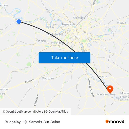 Buchelay to Samois-Sur-Seine map