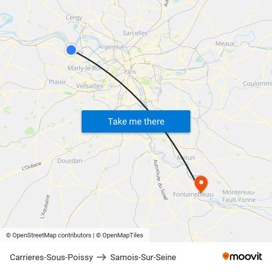 Carrieres-Sous-Poissy to Samois-Sur-Seine map