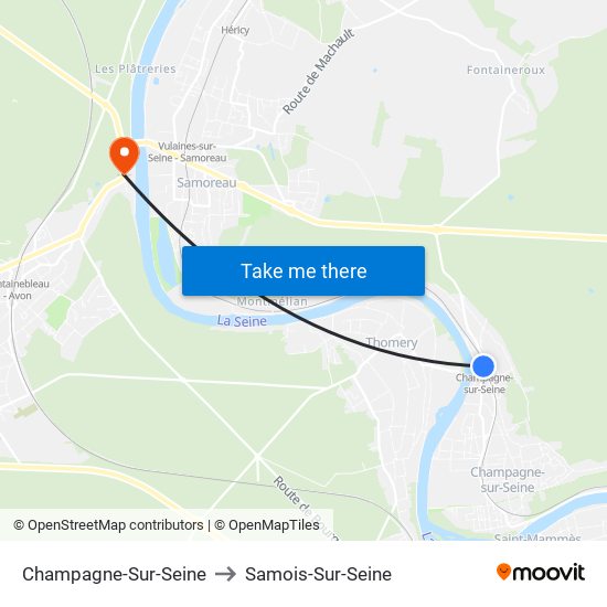 Champagne-Sur-Seine to Samois-Sur-Seine map