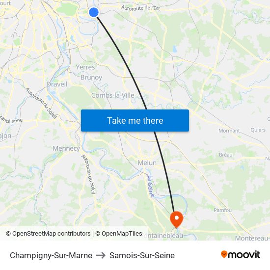 Champigny-Sur-Marne to Samois-Sur-Seine map