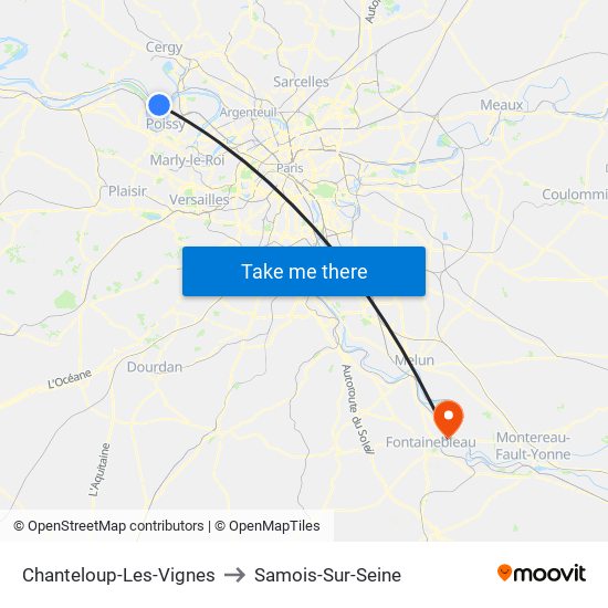 Chanteloup-Les-Vignes to Samois-Sur-Seine map