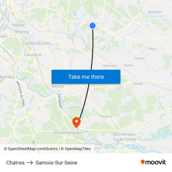 Chatres to Samois-Sur-Seine map