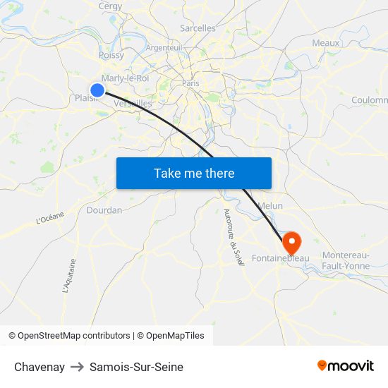 Chavenay to Samois-Sur-Seine map