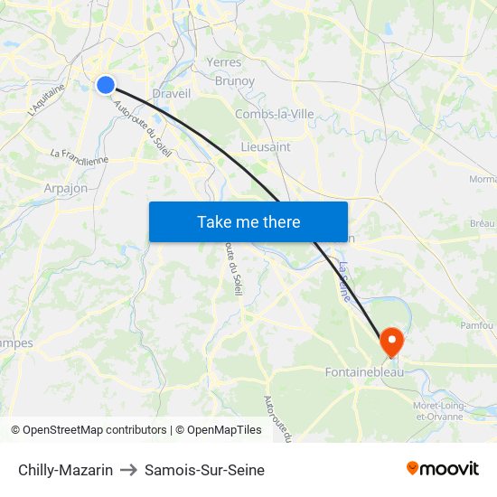 Chilly-Mazarin to Samois-Sur-Seine map