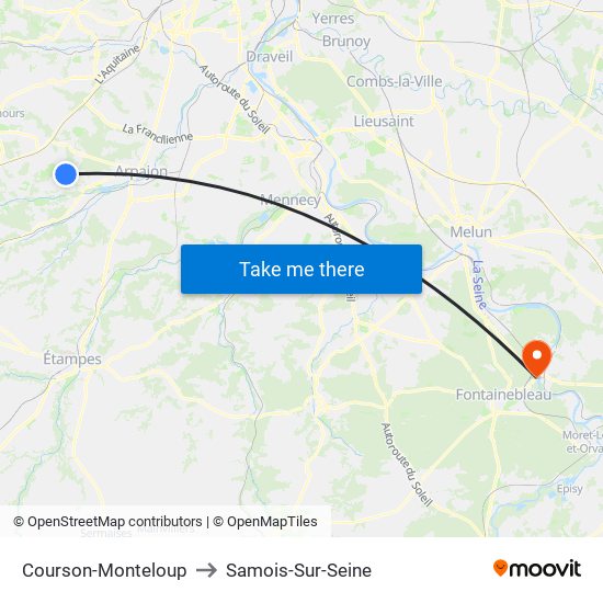 Courson-Monteloup to Samois-Sur-Seine map
