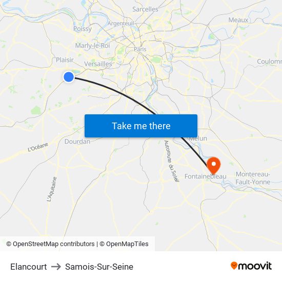 Elancourt to Samois-Sur-Seine map