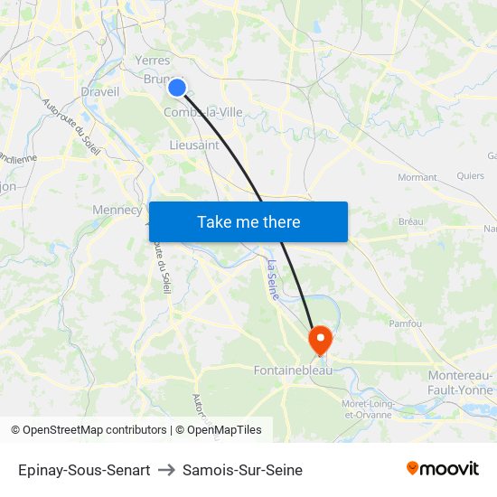 Epinay-Sous-Senart to Samois-Sur-Seine map