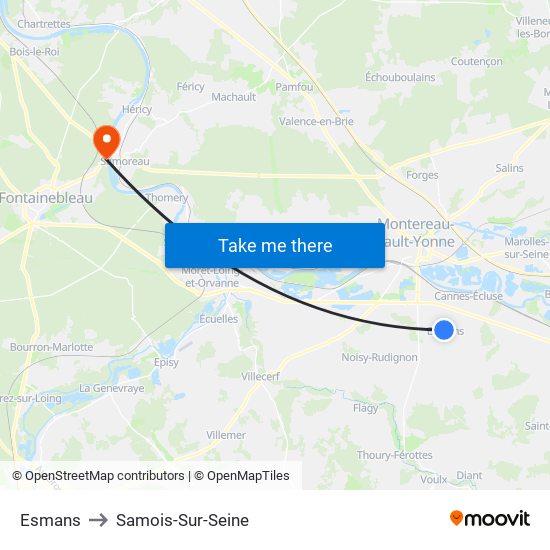 Esmans to Samois-Sur-Seine map