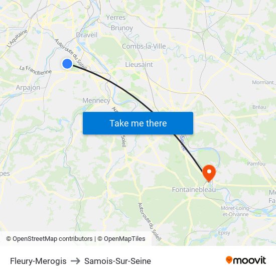 Fleury-Merogis to Samois-Sur-Seine map