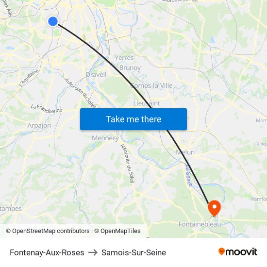 Fontenay-Aux-Roses to Samois-Sur-Seine map