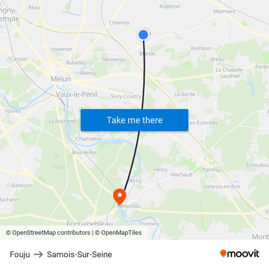 Fouju to Samois-Sur-Seine map
