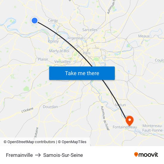 Fremainville to Samois-Sur-Seine map