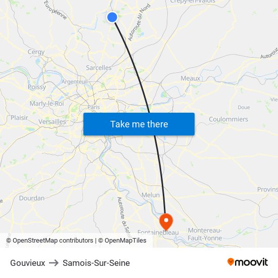 Gouvieux to Samois-Sur-Seine map