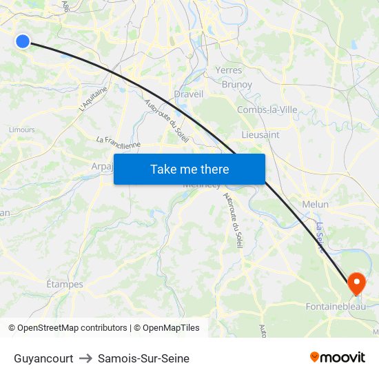 Guyancourt to Samois-Sur-Seine map