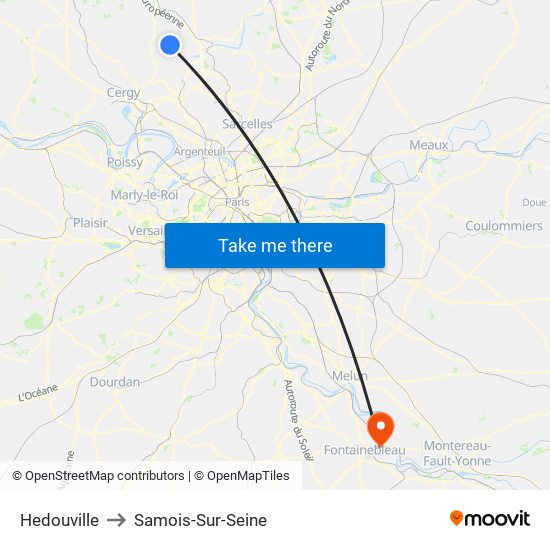 Hedouville to Samois-Sur-Seine map