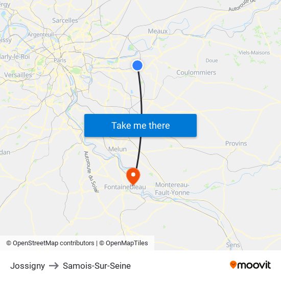 Jossigny to Samois-Sur-Seine map