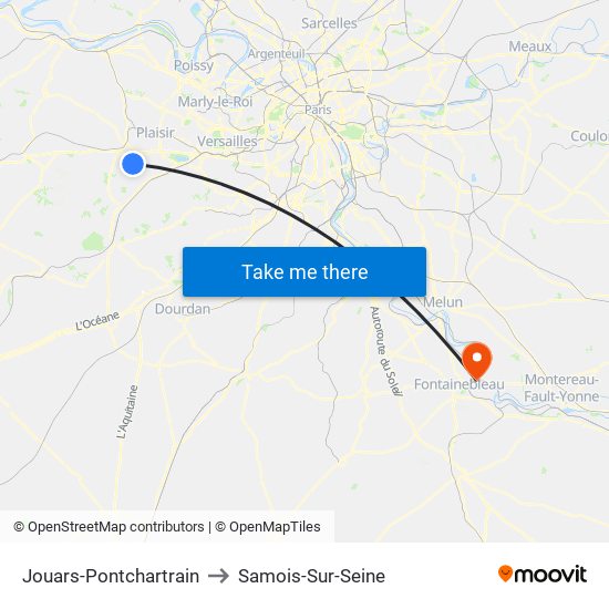 Jouars-Pontchartrain to Samois-Sur-Seine map