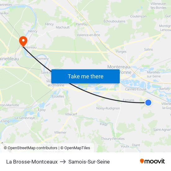 La Brosse-Montceaux to Samois-Sur-Seine map