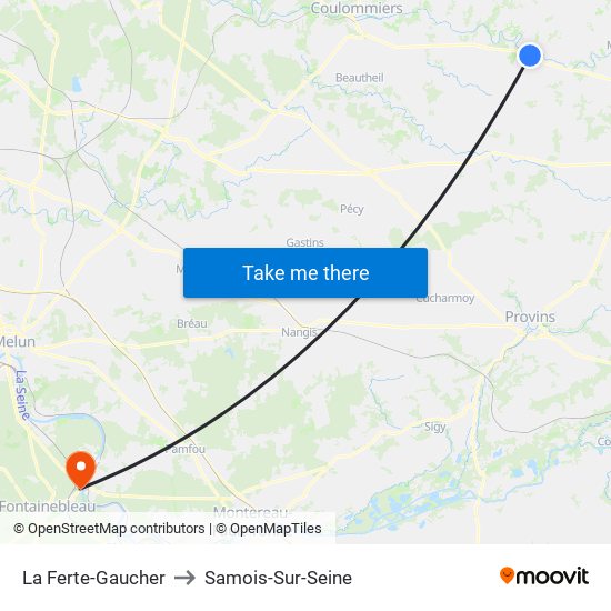 La Ferte-Gaucher to Samois-Sur-Seine map