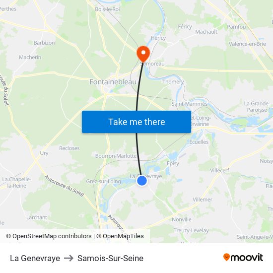 La Genevraye to Samois-Sur-Seine map