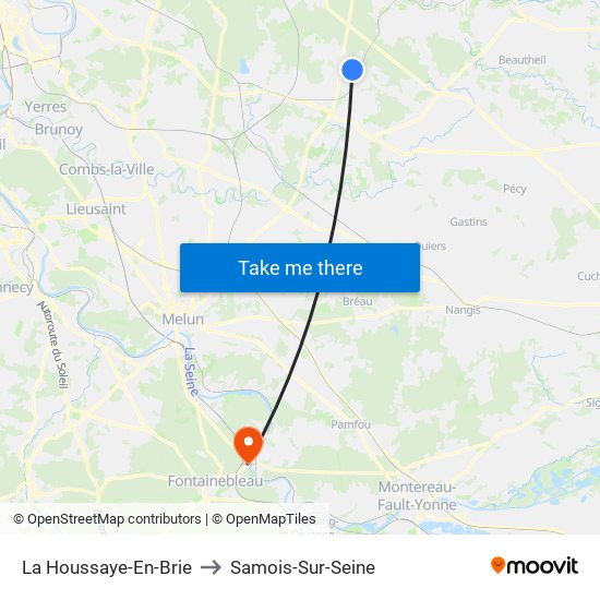 La Houssaye-En-Brie to Samois-Sur-Seine map