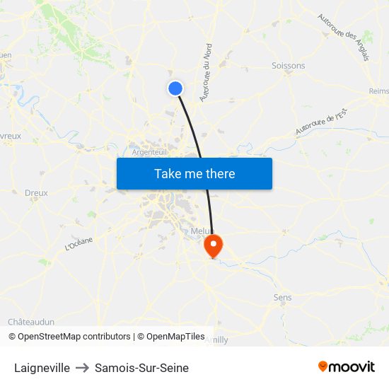 Laigneville to Samois-Sur-Seine map