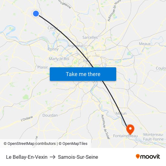 Le Bellay-En-Vexin to Samois-Sur-Seine map
