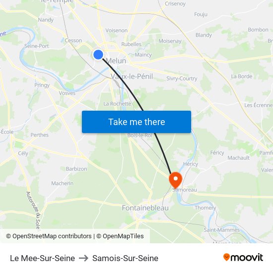 Le Mee-Sur-Seine to Samois-Sur-Seine map