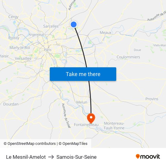 Le Mesnil-Amelot to Samois-Sur-Seine map