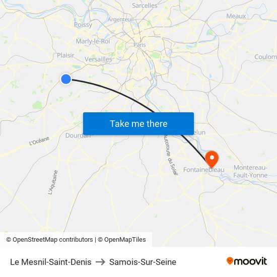 Le Mesnil-Saint-Denis to Samois-Sur-Seine map