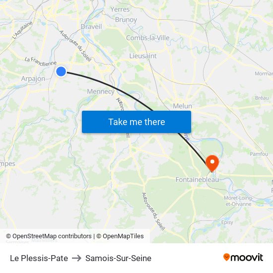 Le Plessis-Pate to Samois-Sur-Seine map