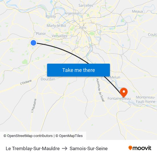 Le Tremblay-Sur-Mauldre to Samois-Sur-Seine map