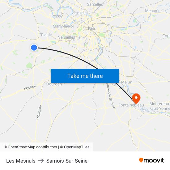 Les Mesnuls to Samois-Sur-Seine map