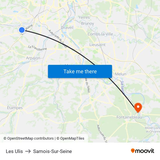 Les Ulis to Samois-Sur-Seine map