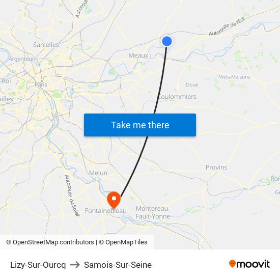 Lizy-Sur-Ourcq to Samois-Sur-Seine map