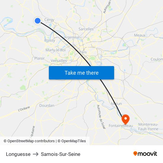 Longuesse to Samois-Sur-Seine map