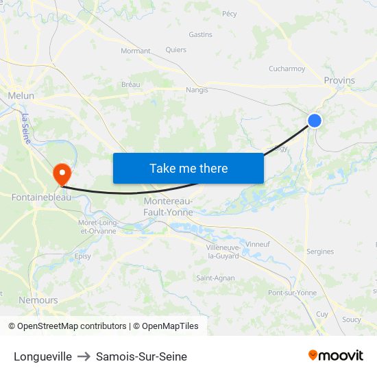 Longueville to Samois-Sur-Seine map